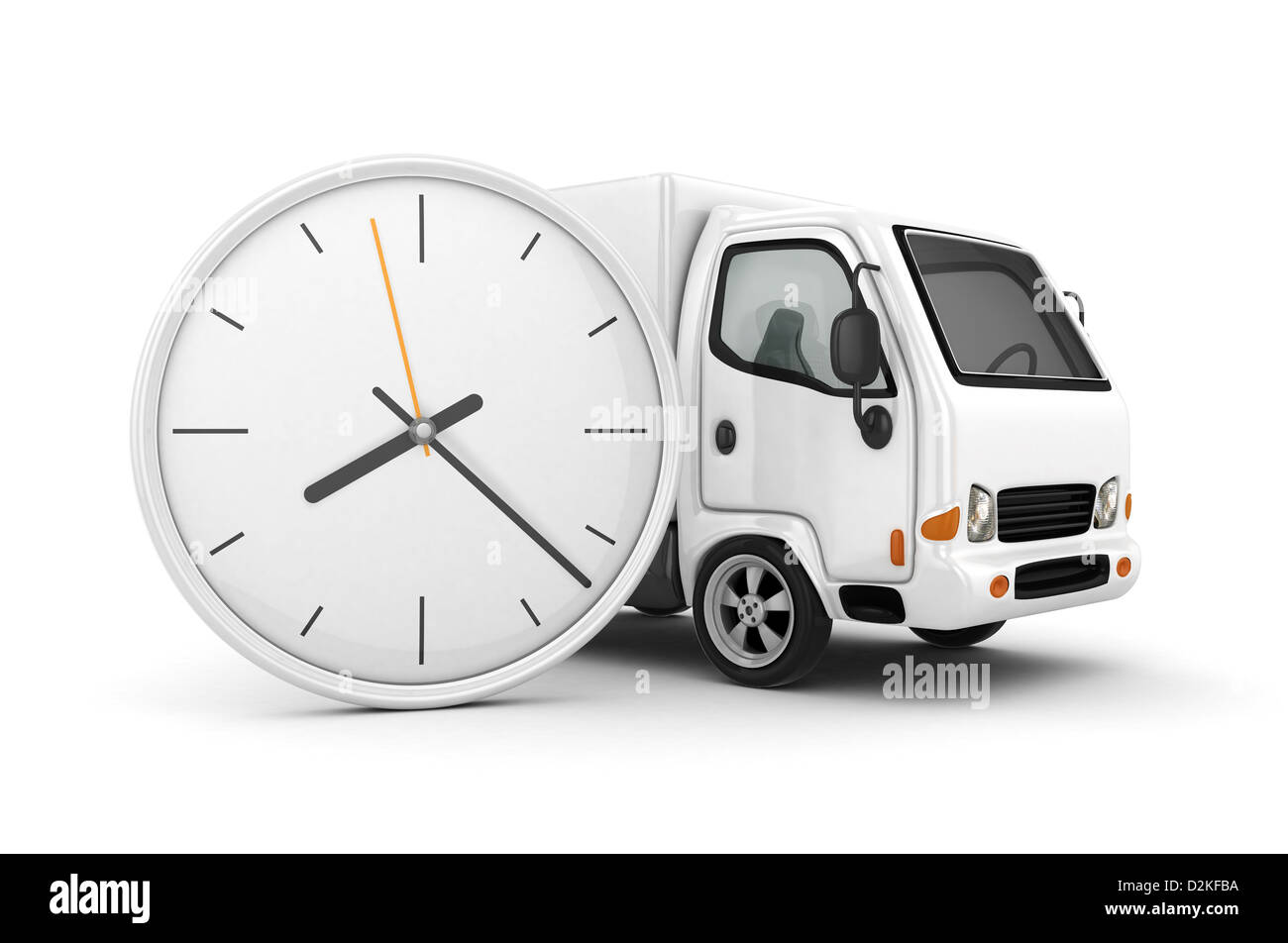 3D Uhr und White Truck-schnellen Versand Stockfoto