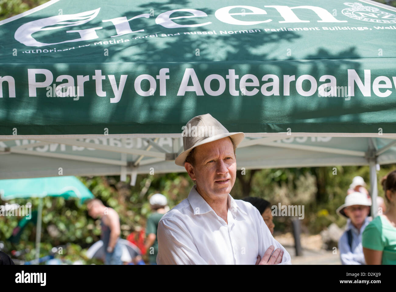 Auckland, Neuseeland. 27. Januar 2013. Dr. Russel Norman MP Co--Leader der Grünen New Zealand abgebildet auf der Grünen Picknick für die Planeten-Veranstaltung statt im Mount Eden Auckland. Die Veranstaltung begann die Grüns, die ich in der künftigen Kampagne. Stockfoto