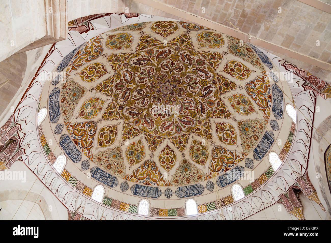 Malerei auf Hauptkuppel, Üç Sherefeli (drei Balkon) Moschee, Edirne, Türkei Stockfoto