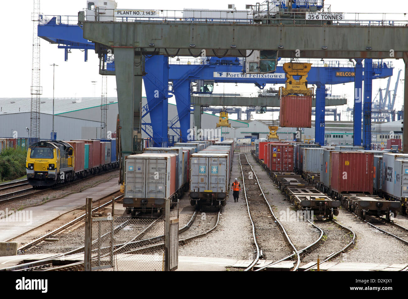 Norden Schienengüterverkehr Terminal, Hafen von Felixstowe, Suffolk, UK. Stockfoto