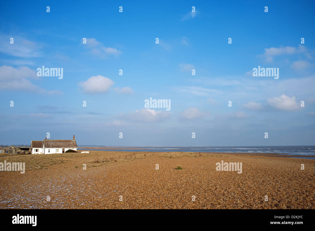 Der isolierte Weiler Schindel Straße auf der südlichen Küste von Suffolk, England. Stockfoto