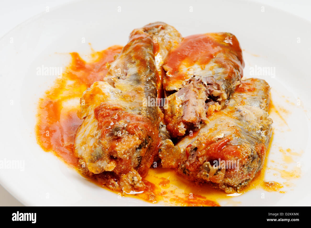 Sardinen In Tomatensoße. Stockfoto