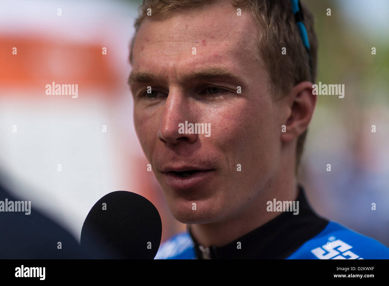 25. Januar 2013 inszenieren - Modbury, Australien - TOM-JELTE SLAGTER, Blanco, zu Beginn der Tour Down Under, 4 Modbury, Tununda. (Kredit-Bild: © Gary Francis/ZUMAPRESS.com) Stockfoto