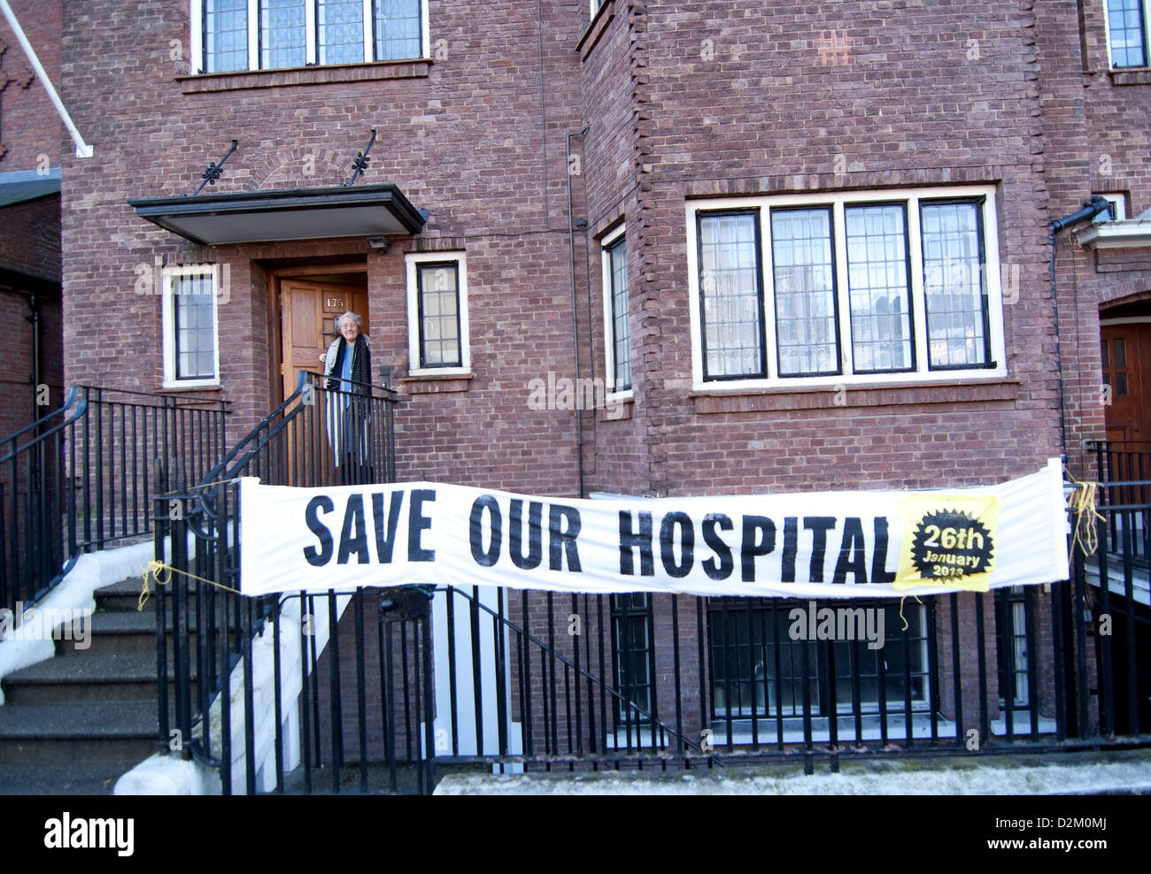 Anwohner zeigen Sie ihre Unterstützung, Lewisham Krankenhaus zu speichern. Stockfoto