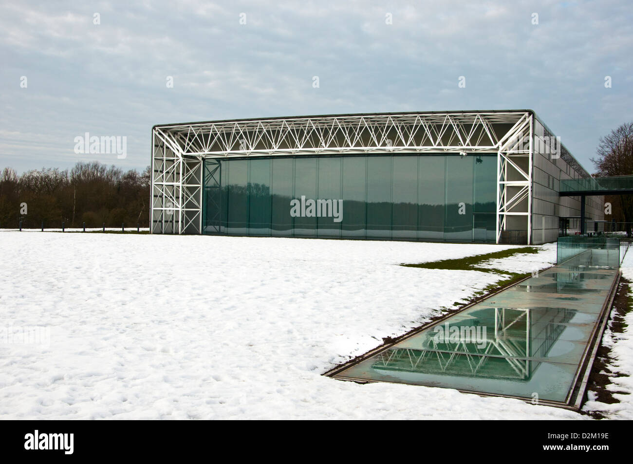 Sainsbury Centre for Visual Arts im Schnee Stockfoto
