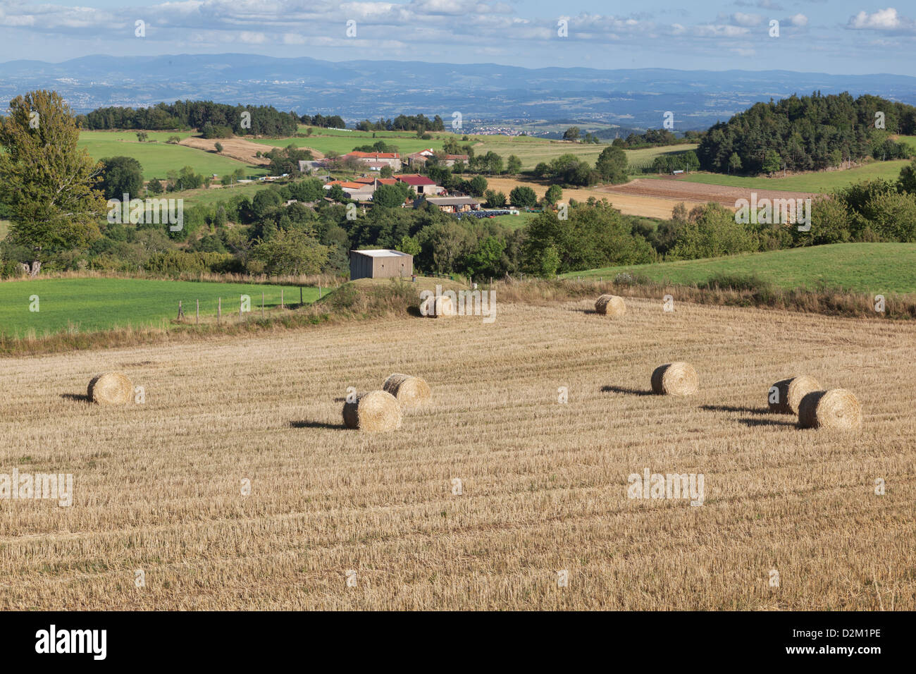 Blick Richtung Verrieres-En-Forez in der Nähe von Montbrison im Département Loire, Frankreich Stockfoto