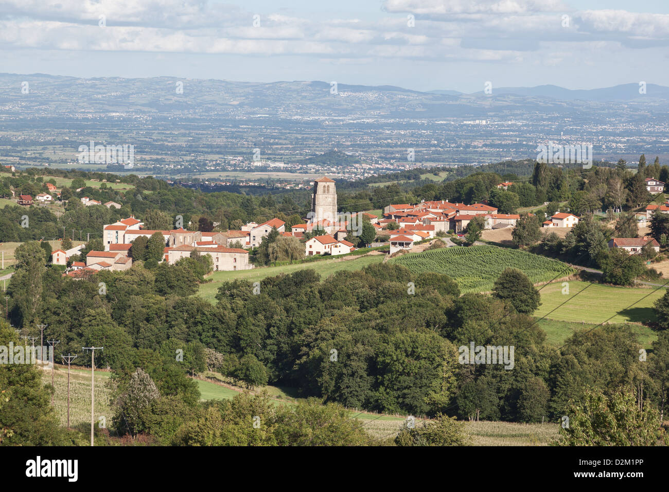 Blick Richtung Verrieres-En-Forez in der Nähe von Montbrison im Département Loire, Frankreich Stockfoto