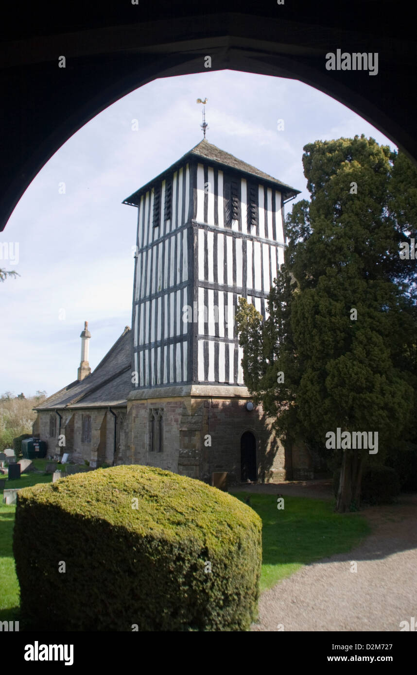 Holz gerahmt Turm Pfarrkirche Stretton Sugwas Herefordshire England UK Stockfoto