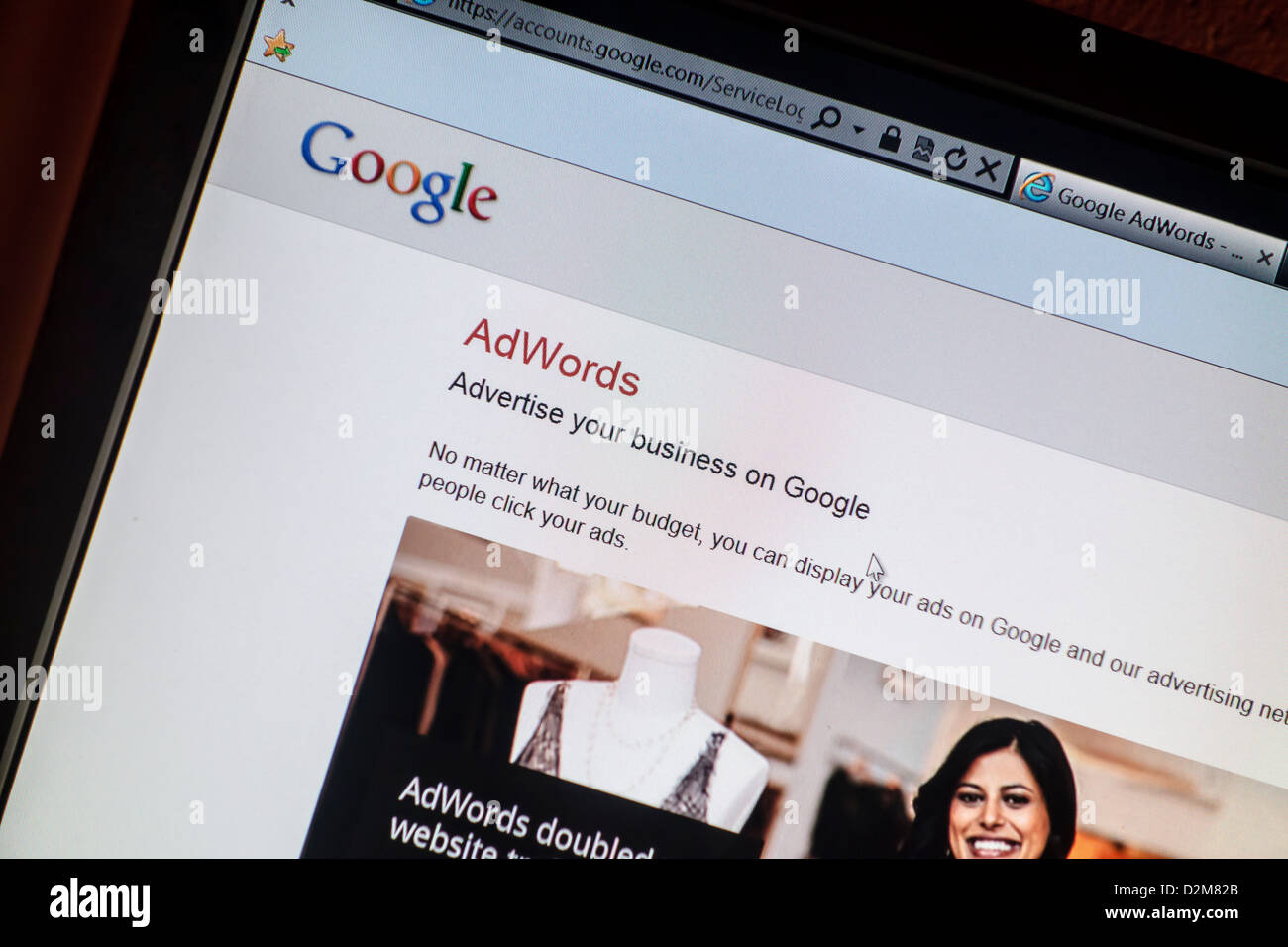 Google Adwords-Website auf einem Computer-Bildschirm Stockfoto