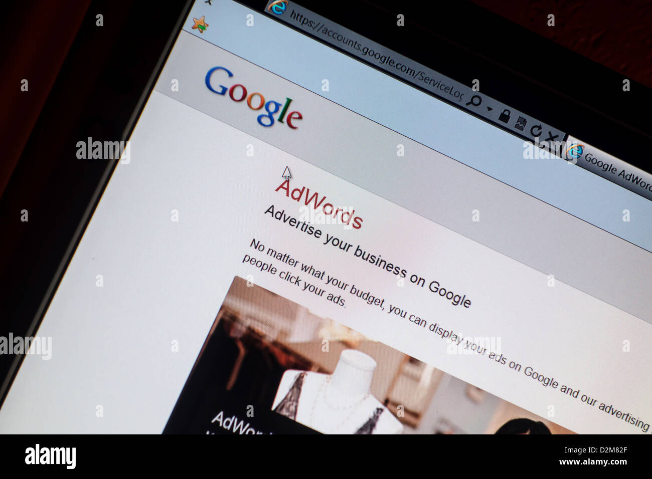 Google Adwords-Website auf einem Computer-Bildschirm Stockfoto