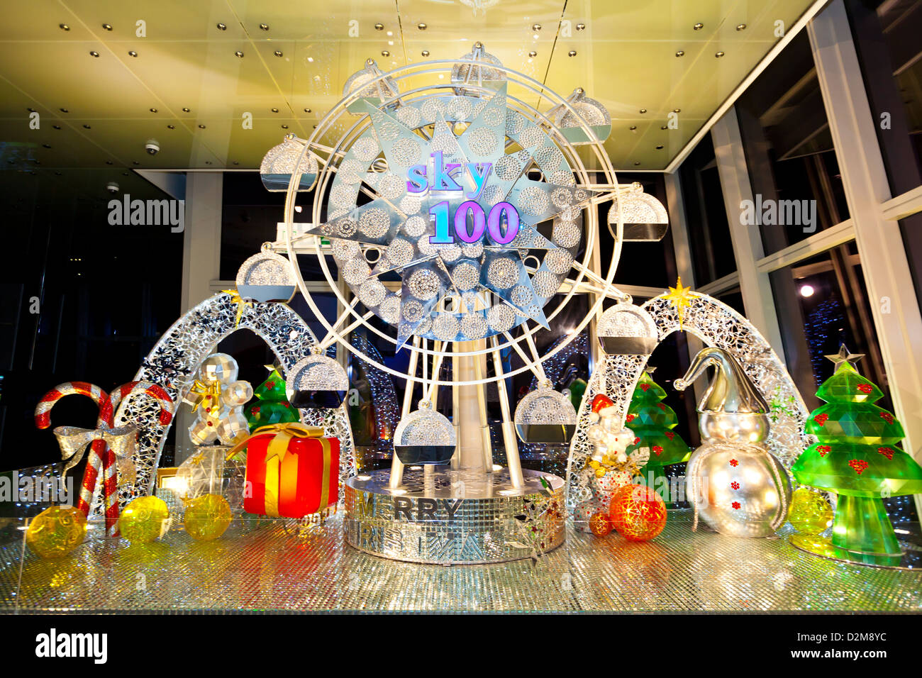 Riesenrad in Weihnachten, Hong Kong. Stockfoto