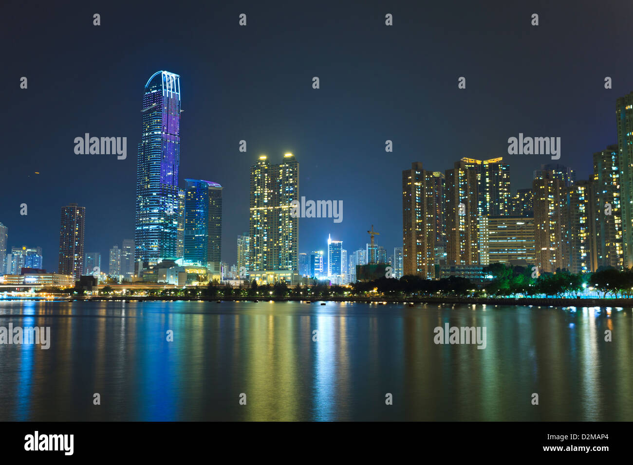 Hong Kong bei Nacht Stockfoto