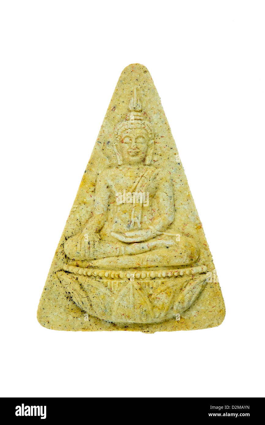 Kleine Buddha-Bild auf weißem Hintergrund Stockfoto