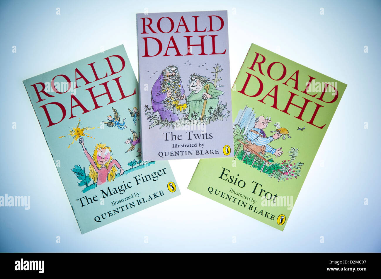 Roald Dahl - The Magic Finger, The Twits & Esio Trab - drei kurze lustige Kinderbücher - von Quentin Blake illustriert. UK Stockfoto