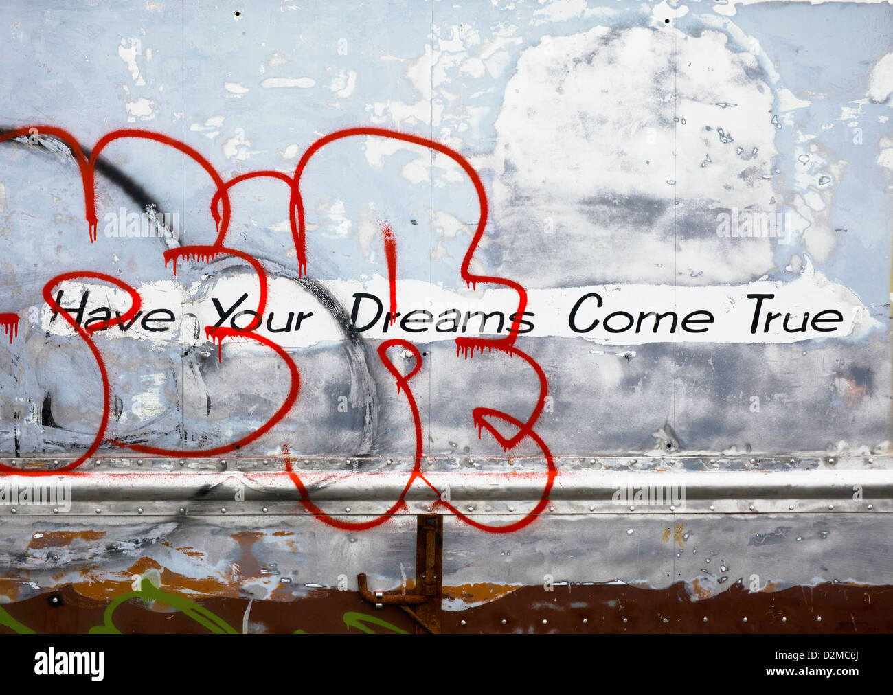 Graffiti zu sagen haben Sie Träume wahr werden Stockfoto