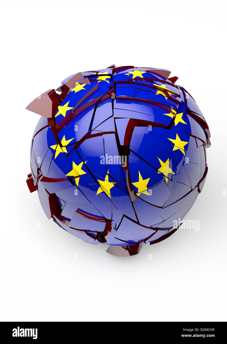 EU Auseinanderbrechen Konzept - weißer Hintergrund Stockfoto