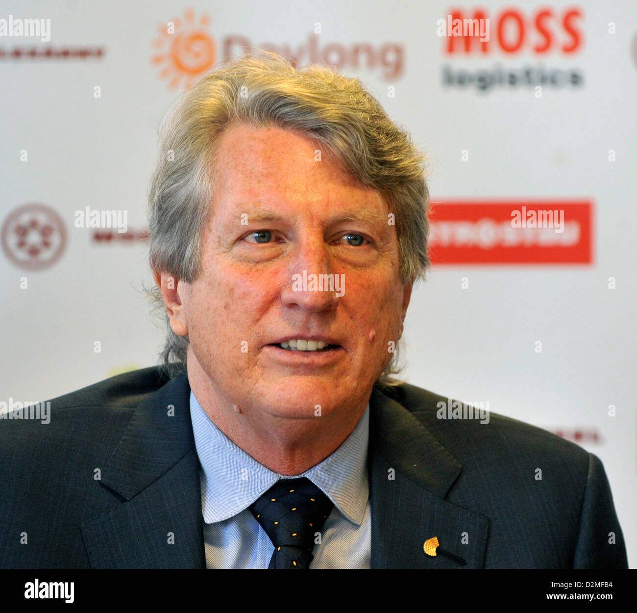 Legendäre Hochspringer, Erfinder der Flop und Olympiasieger von 1968 Richard Fosbury bei der Pressekonferenz vor dem sportlichen gilt treffen Golden Spike (Zlata Tretra) und zweiten Teil Mährens Hochsprung Tour in Trinec. Richard Fosbury gilt in Ostrava, Tschechische Republik, 28. Januar 2013. (Foto/Jaroslav Ozana CTK) Stockfoto