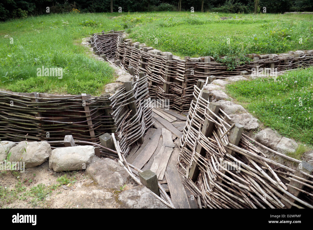 Ein neu konstruierte German World War One Graben in einem Gebiet namens Bayernwald, Belgien, ein Gebiet, wo Adolf Hitler beruhte. Stockfoto