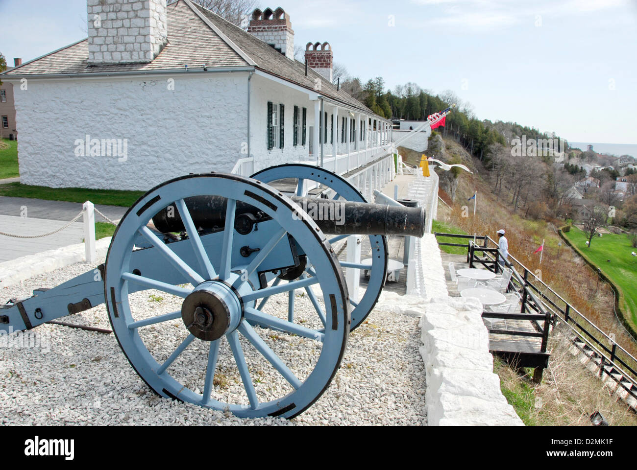 Kanone in Fort Mackinac, Mackinac Island Lake Huron, Michigan, USA Stockfoto