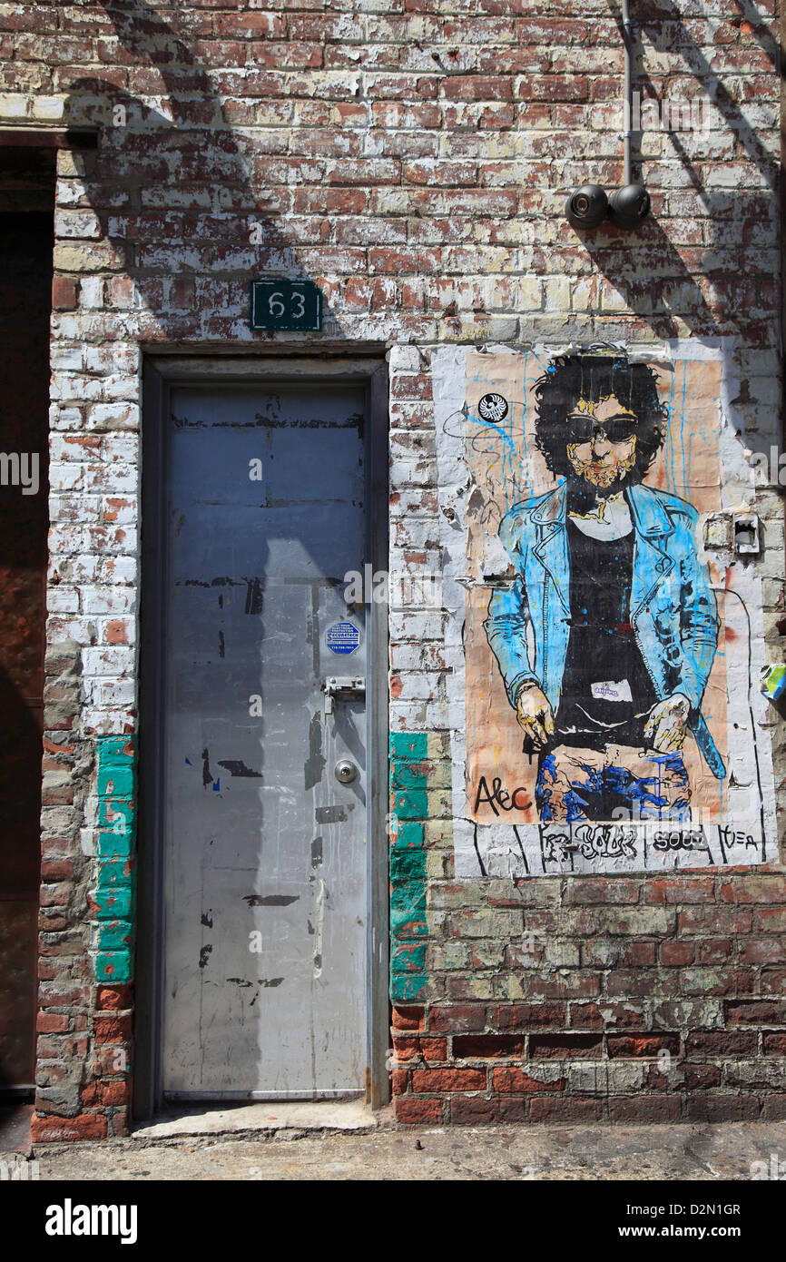 Bob Dylan, Straßenkunst, Meatpacking District, Manhattan, New York City, Vereinigte Staaten von Amerika, Nordamerika Stockfoto