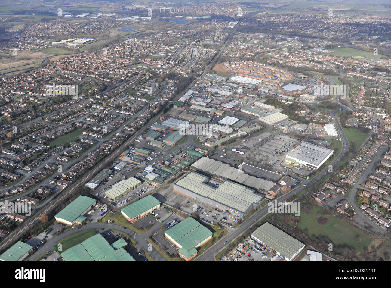 Luftbild der zahmen Tal Gewerbegebiet Tamworth Stockfoto