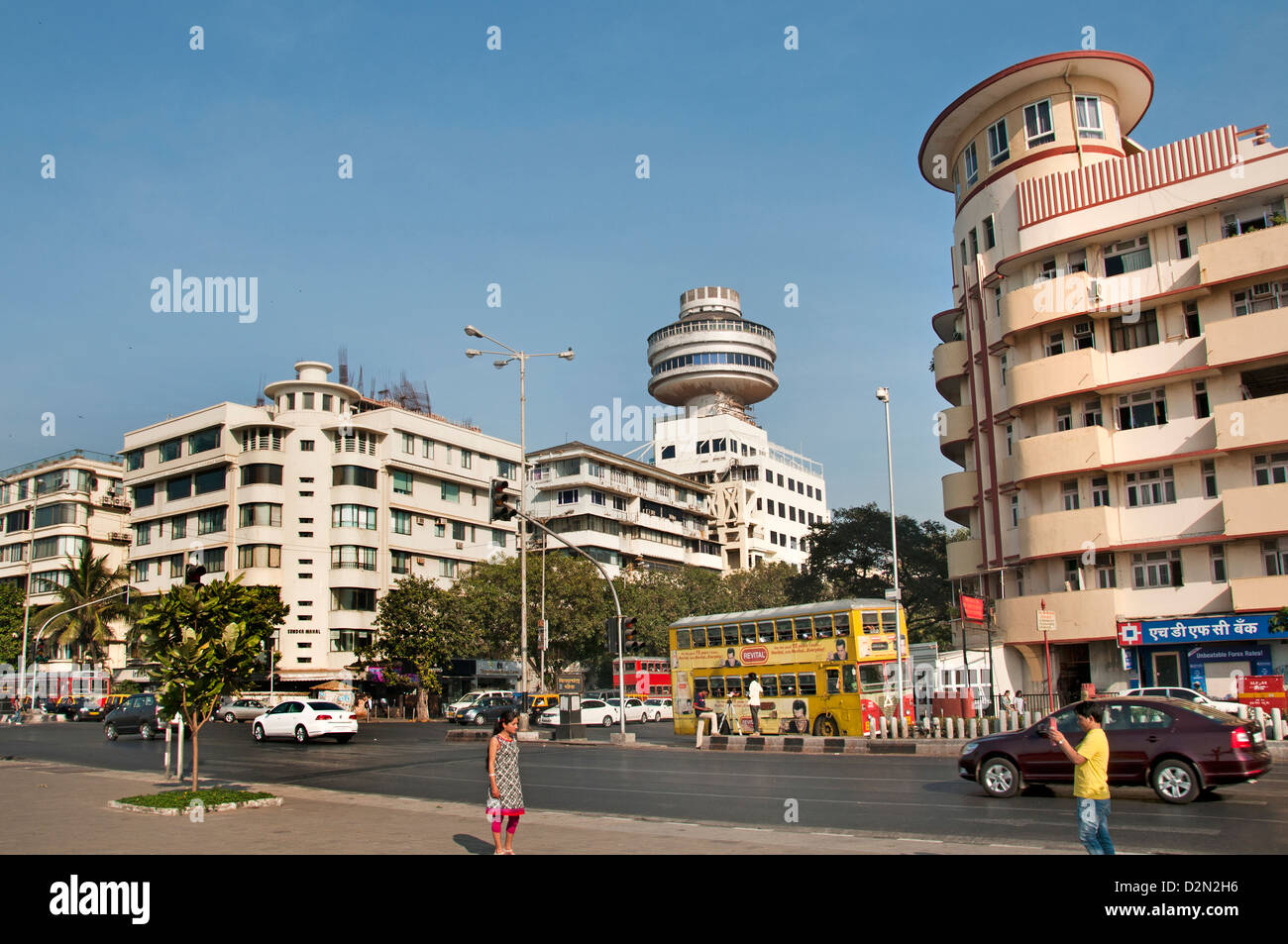 Churchgate Mumbai (Bombay) Indien Boulevard Strand Meer Meer Promenade Marine Drive Stockfoto