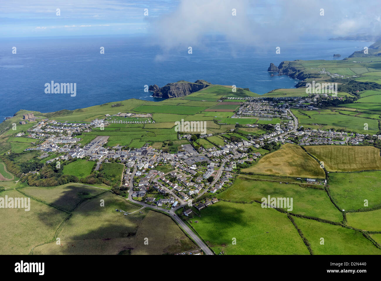 Luftaufnahme von Tintagel Cornwall Stockfoto