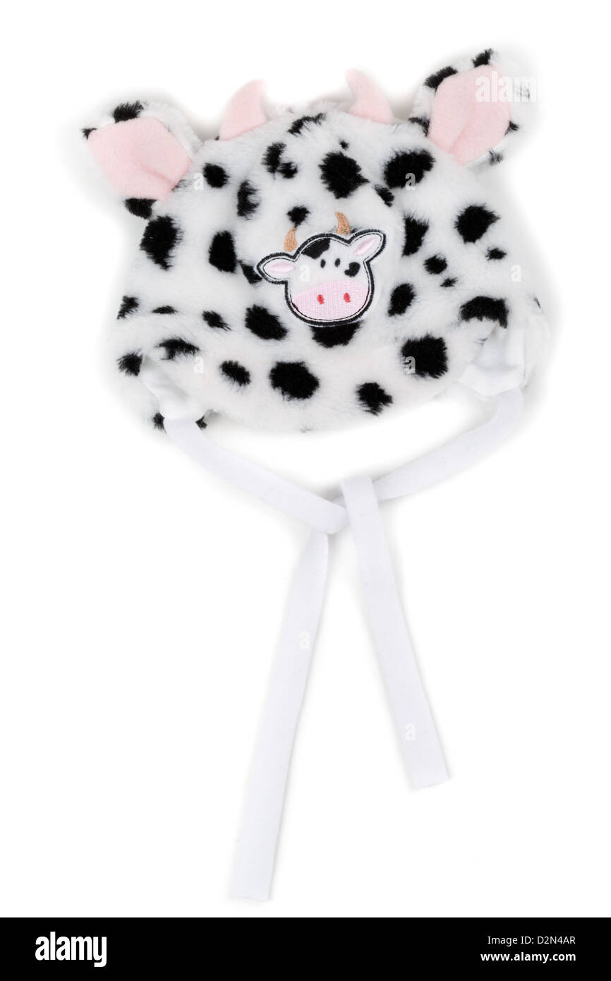 Kinder Winter Hut Muster Schnauze Kuh. Isolieren Sie auf weiß. Stockfoto