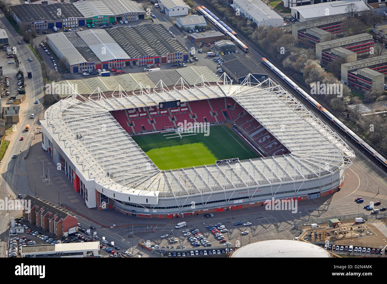 Luftaufnahme von Southampton Fußball-Stadion Stockfoto