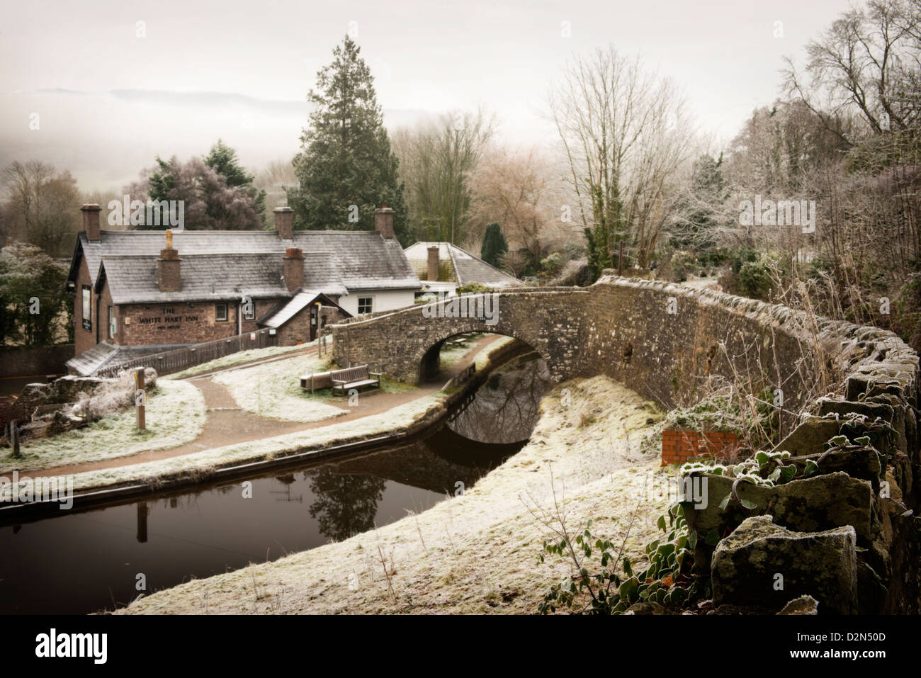 Brecon Canal bei Wanderungen auf Usk, Powys, Wales, UK Stockfoto