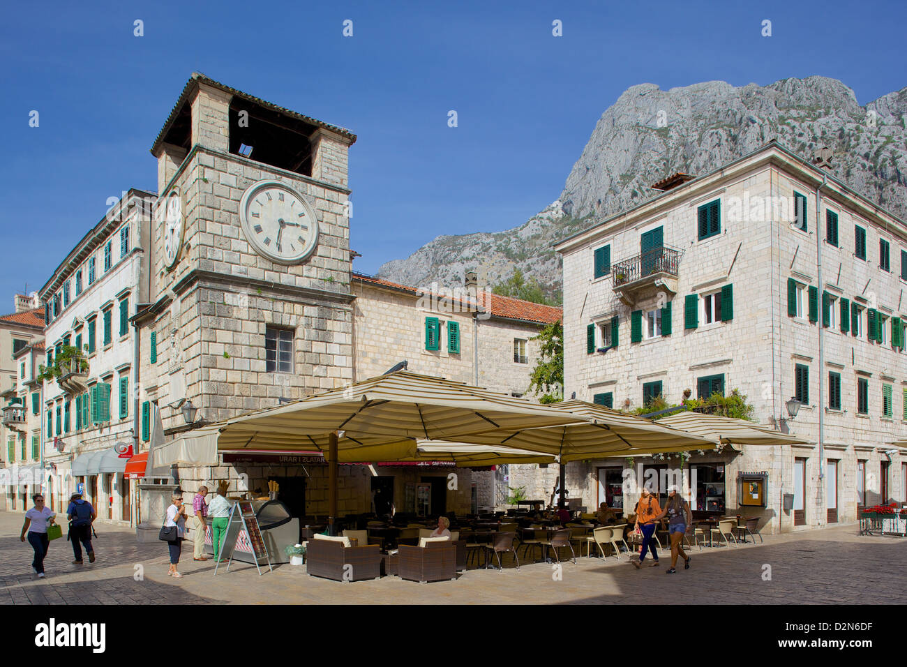 Altstadt Uhrturm, Altstadt, UNESCO World Heritage Site, Kotor, Montenegro, Europa Stockfoto