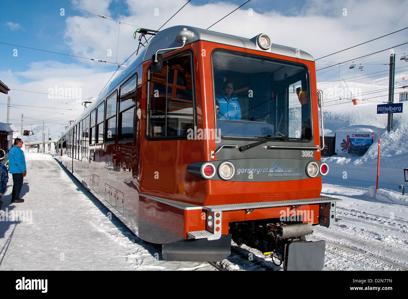 Gornergrat Bahn in der Nähe von Zermatt, Kanton Wallis. Stockfoto