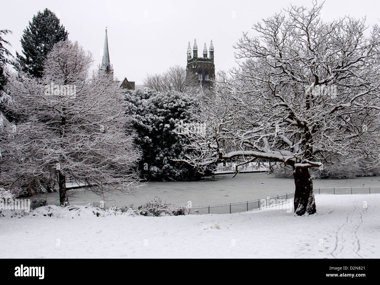 Jephson Gärten im Winter, Leamington Spa UK Stockfoto