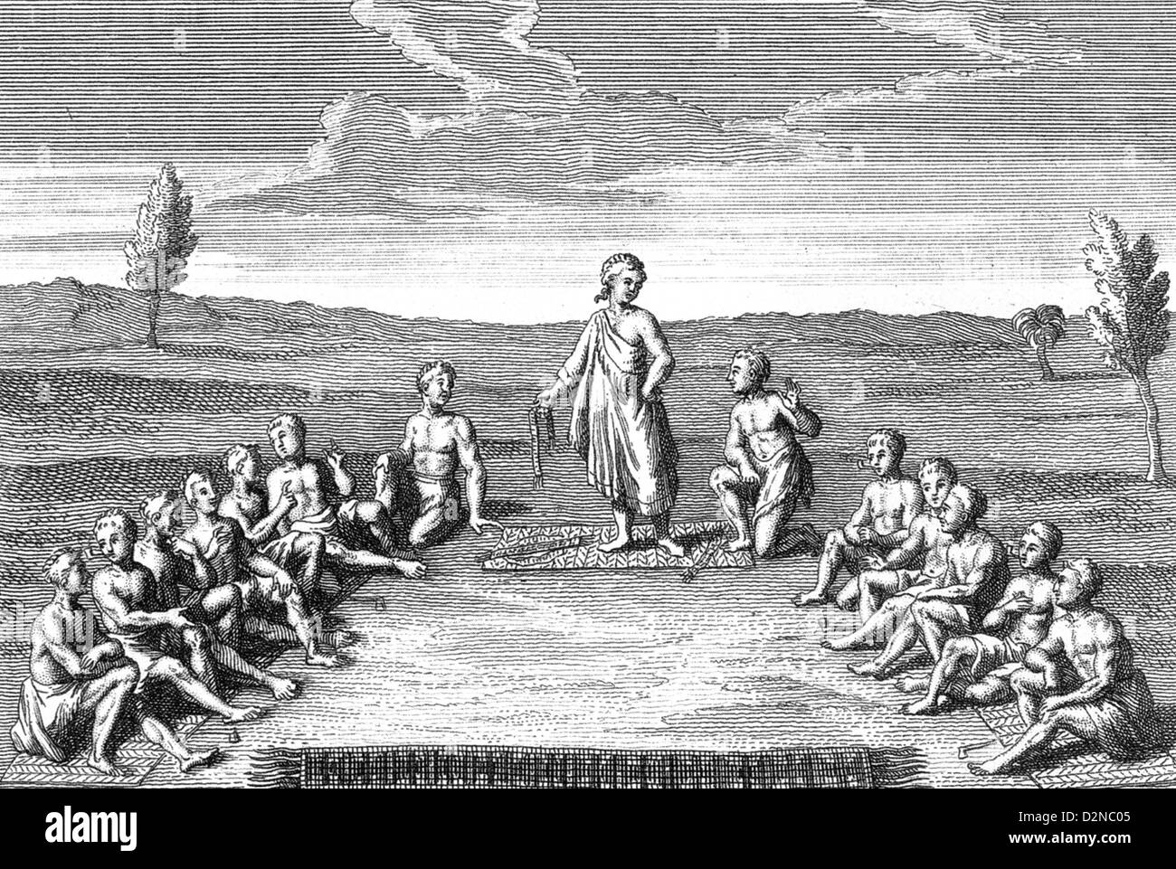 FÜNF NATION Konföderation der Irouquois Nationen über 1570 siehe 1724 Gravur Stockfoto