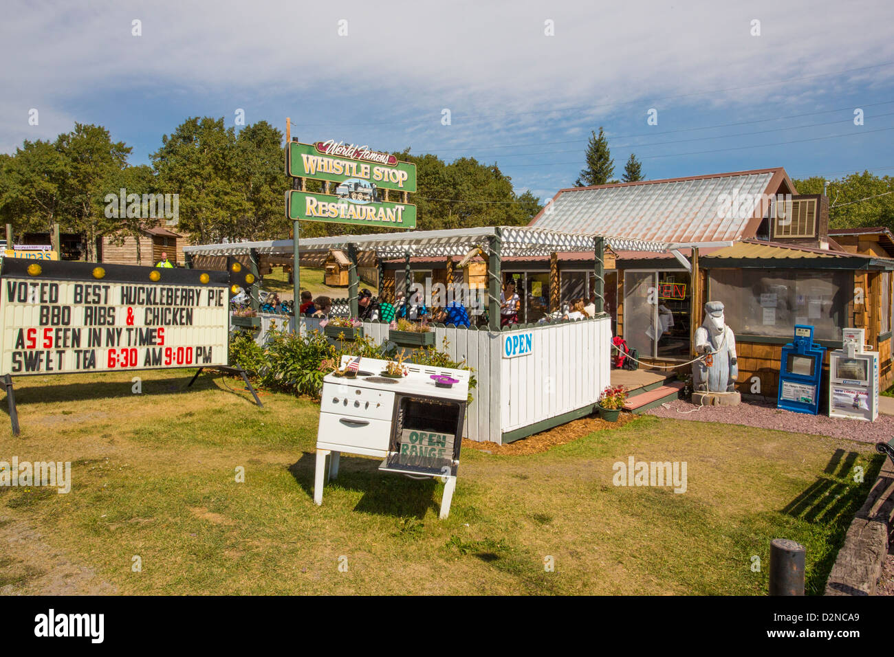 Whistle Stop Restaurant in East Glacier in der Nähe von Glacier-Nationalpark in den Rocky Mountains von Montana Stockfoto