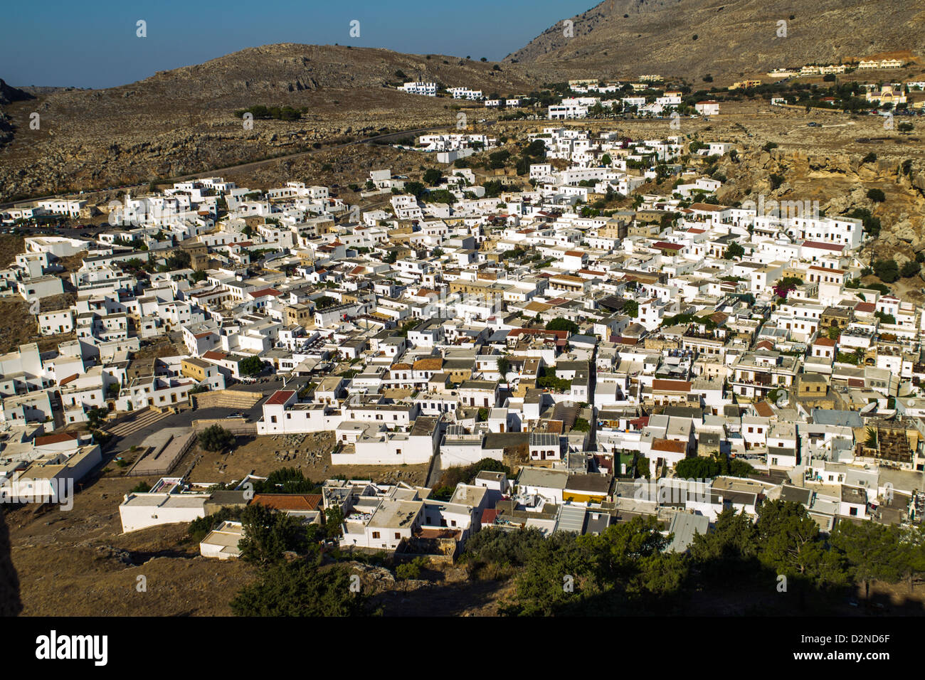 Lindos-panorama Stockfoto