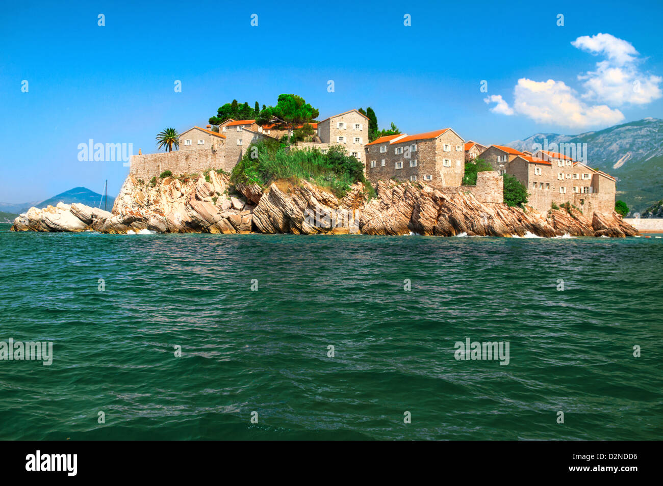 Insel Sveti Stefan (Ferieninsel) Montenegro Stockfoto