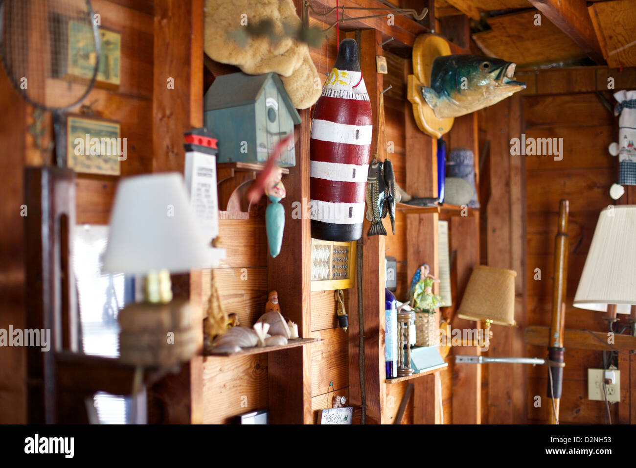Das Innere einer Fischerei-Kabine in Rhode Island. Stockfoto