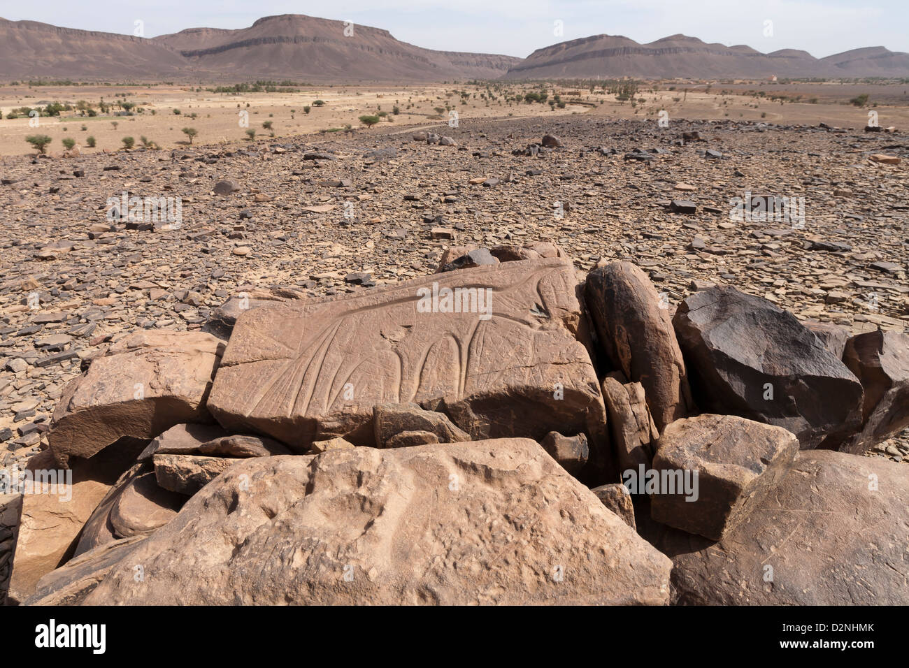 Prähistorische Felsenkunst Ait Ouazik, Marokko, Nordafrika Stockfoto