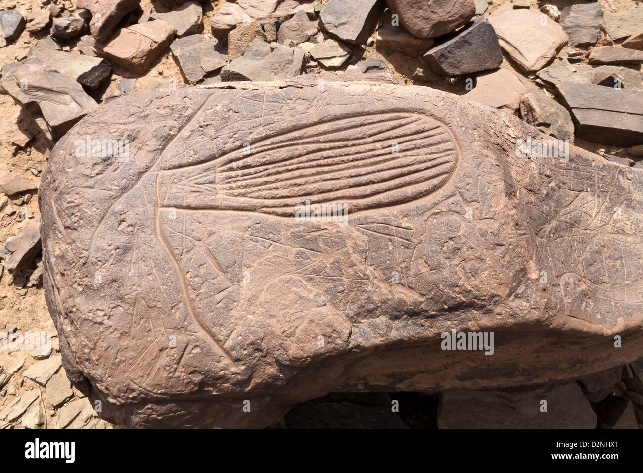 Prähistorische Felsenkunst Ait Ouazik, Marokko, Nordafrika Stockfoto