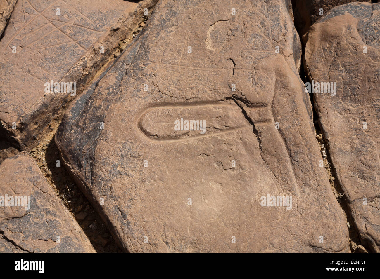 Prähistorische Felsenkunst Ait Ouazik, Marokko, Nordafrika Stockfoto