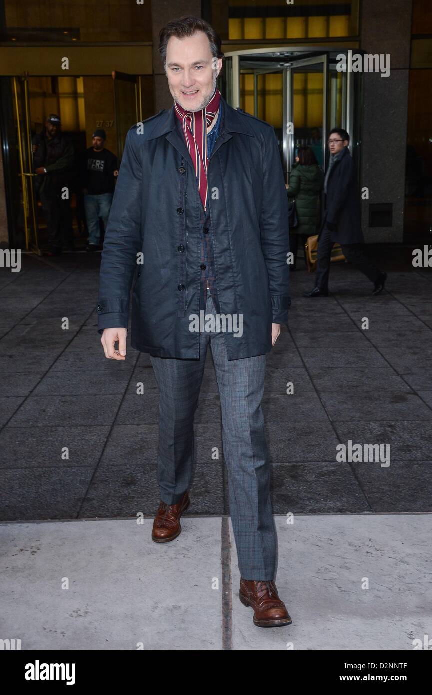 New York, USA. 29. Januar 2013. David Morrissey, verlässt die Sirius XM Studios unterwegs für Promi-Schnappschüsse - di, New York, NY 29. Januar 2013. Foto von: Ray Tamarra/Everett Collection / Alamy Live News Stockfoto