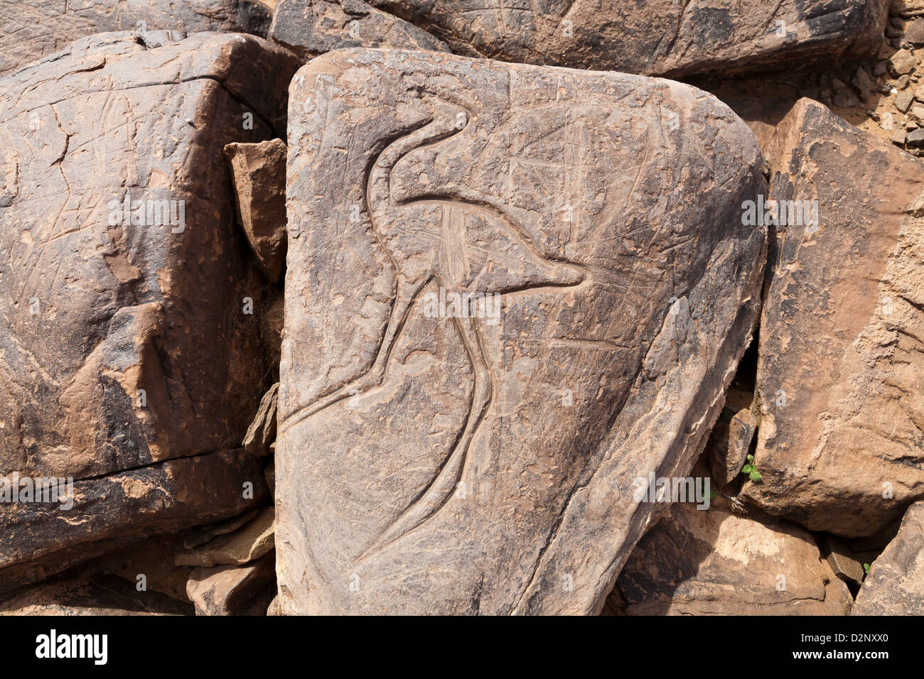 Prähistorische Felsenkunst Ait Ouazik, Marokko, Nordafrika Stockfoto