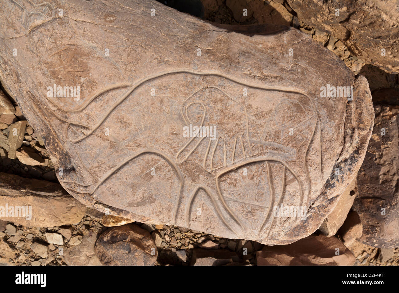 Prähistorische Felsenkunst Ait Ouazik, Marokko, Nordafrika Stockfoto