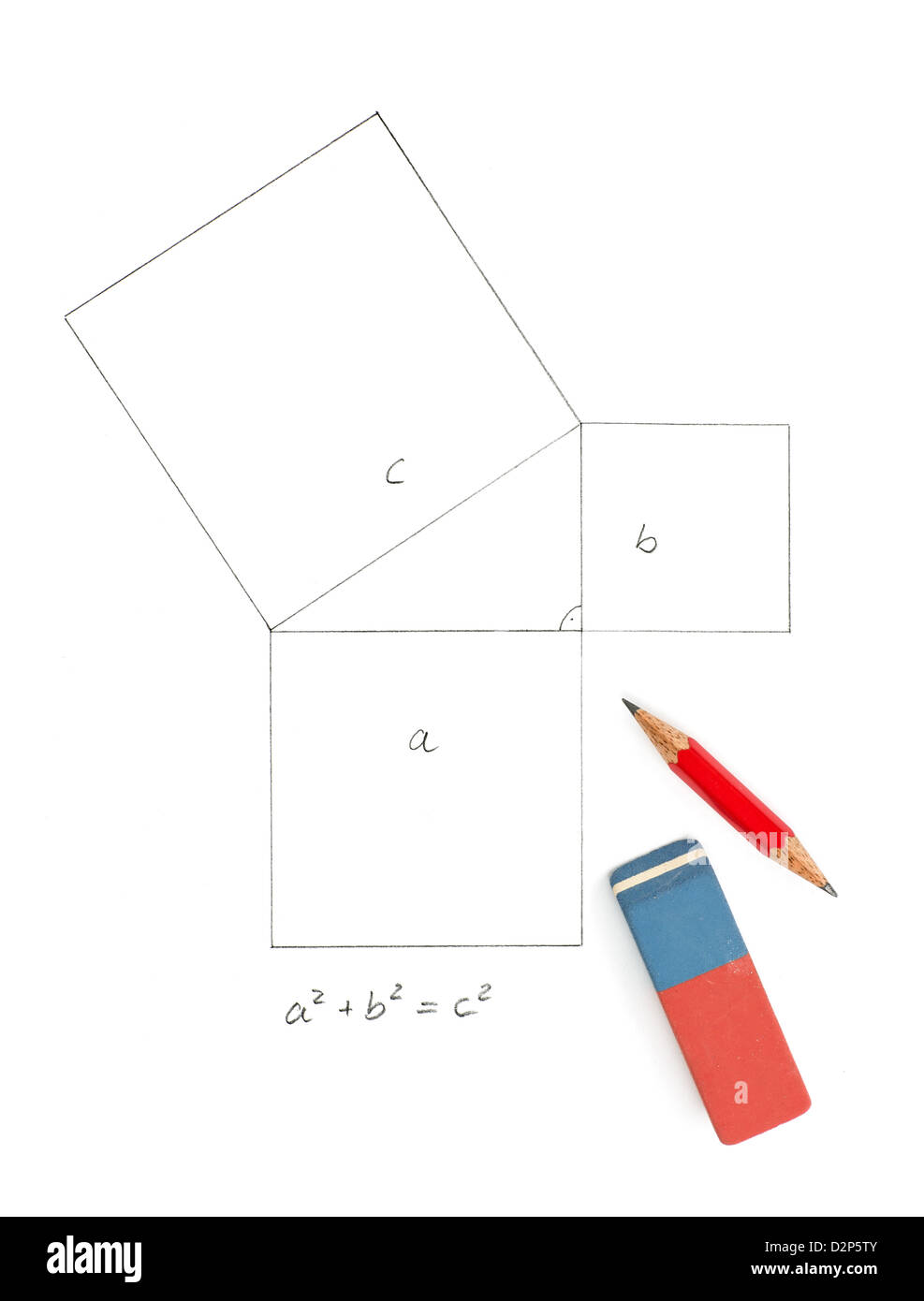 Satz des Pythagoras Stockfoto
