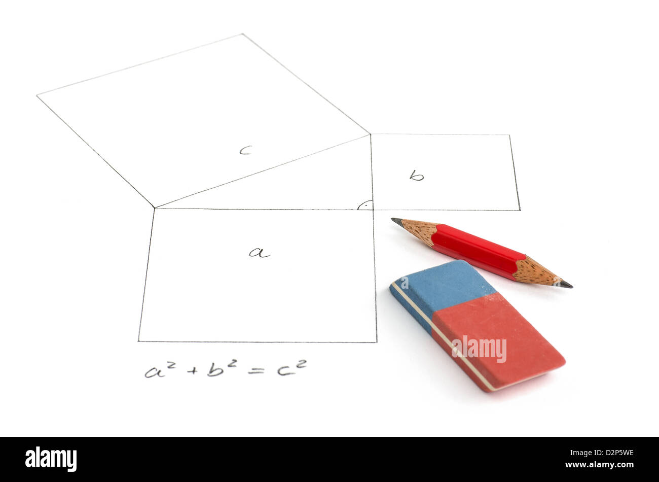 Satz des Pythagoras Stockfoto