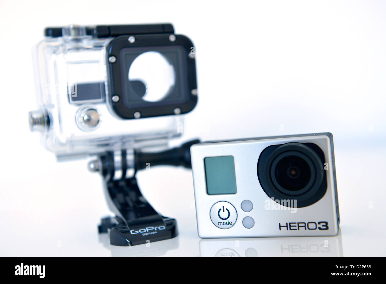 GoPro Hero 3 Black Edition Kamera mit wasserdichtem Gehäuse Stockfoto