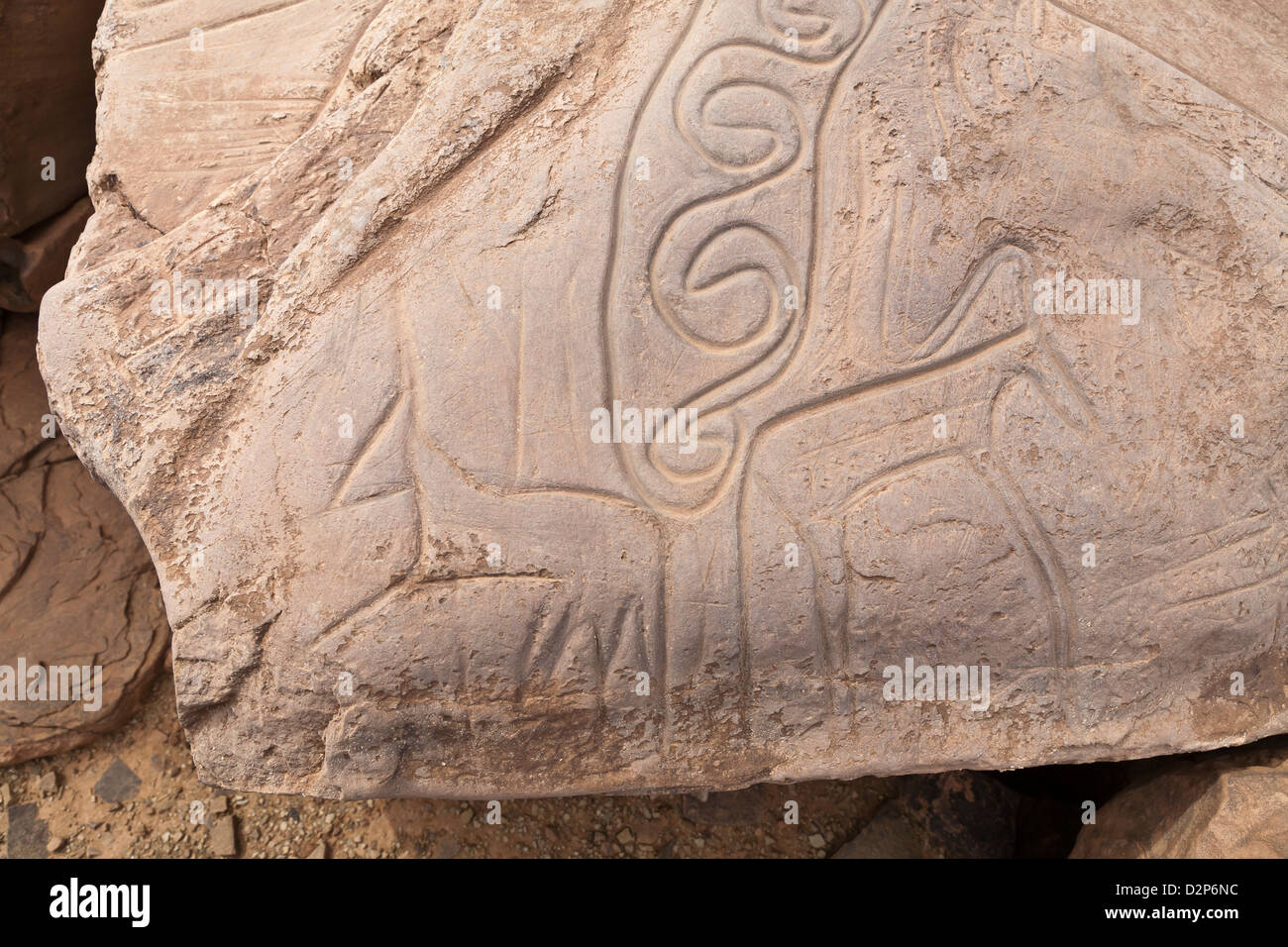 Prähistorische Felsenkunst Ait Ouazik, Marokko, Nordafrika Stockfoto