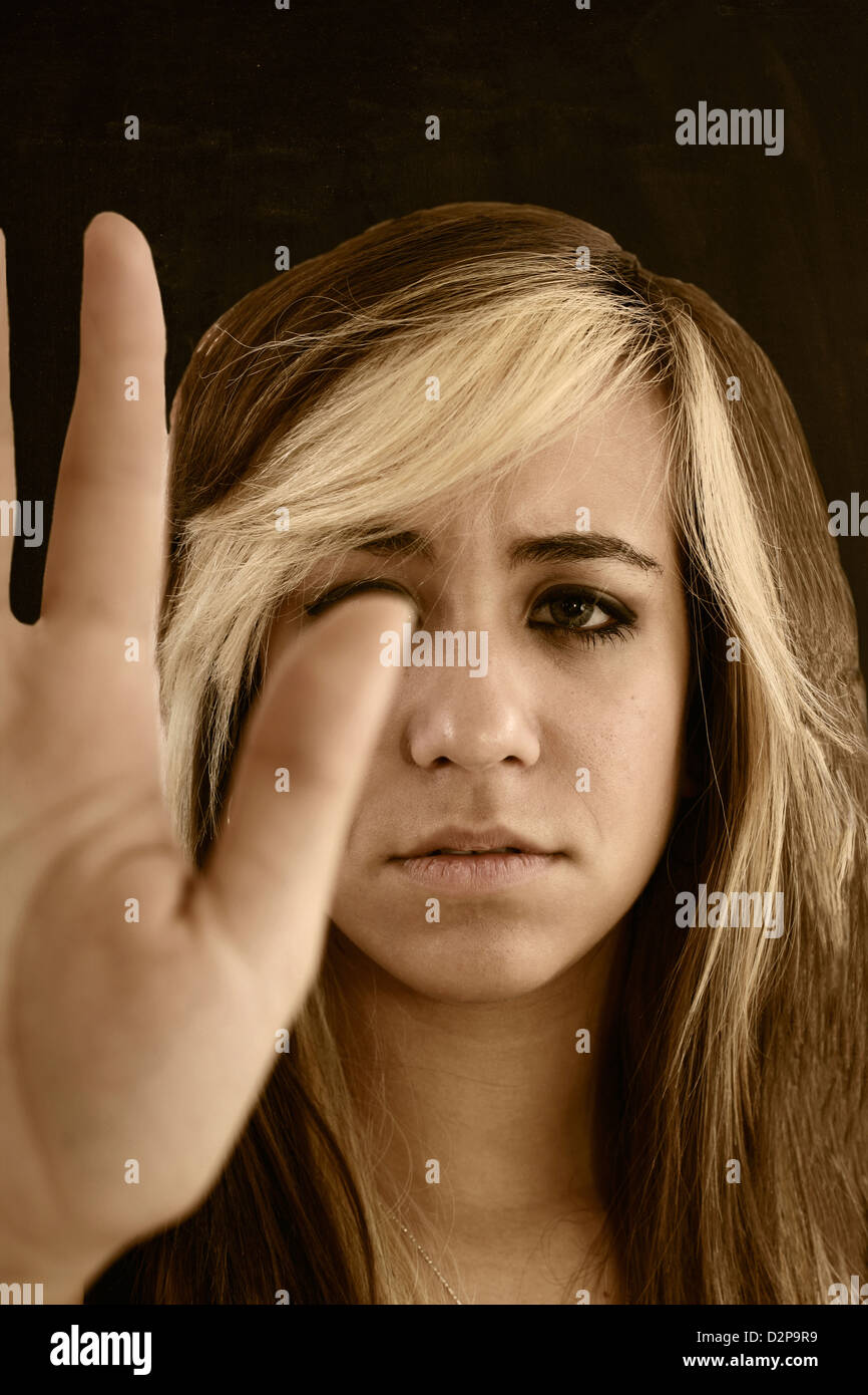 Unglückliche junge Frau Stockfoto