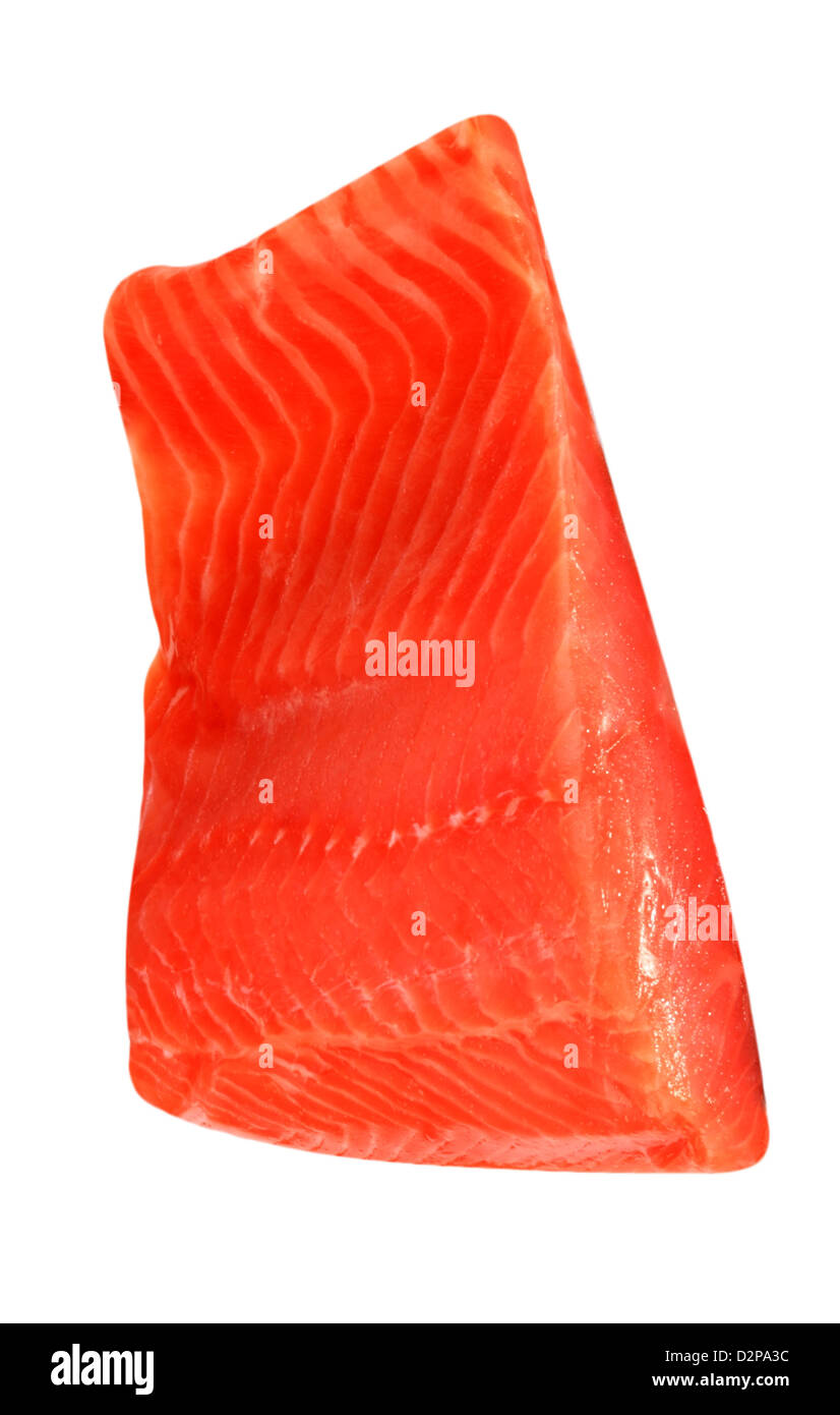 Stück rot Fischfilet isoliert auf weiss Stockfoto